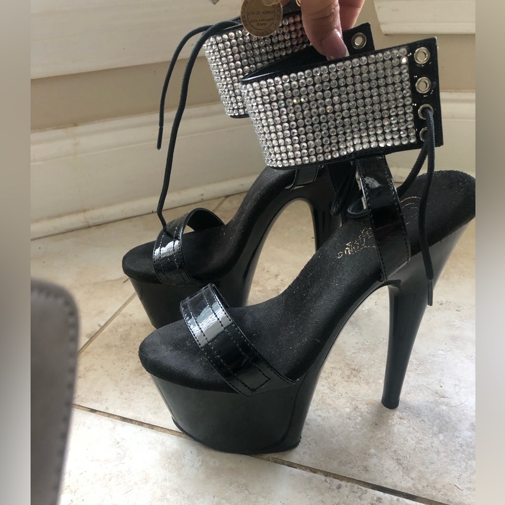 Pleaser 7" Exotic Dancer Crystal/stones ankle cuff adore Sexy Heels